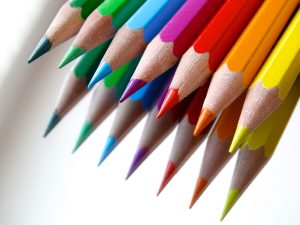 Rainbow colored pencils.
