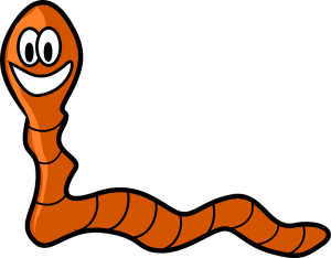 Drawing of a brown earthworm that is smiling