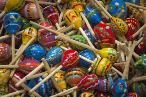 Maracas Background Blue Yellow Colors Red