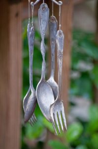 windchimes made out of old forks and spoons