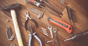 Tools on a wooden table