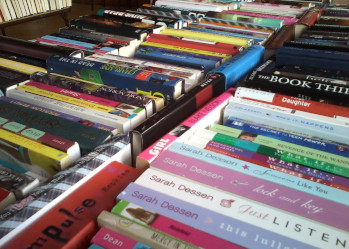 Table full of books