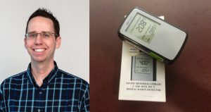 picture of mike cross and picture of radon detector next to one another