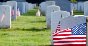 Flags at Gravestones at Arlington National Cemetary