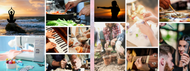 Pictures of different arts and crafts in a collage