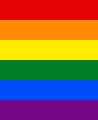 Horizontal Rainbow flag containing red, orange, yellow, green, blue, and violet