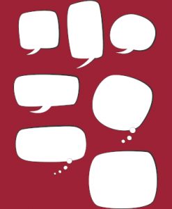 Blank word bubbles on a red background