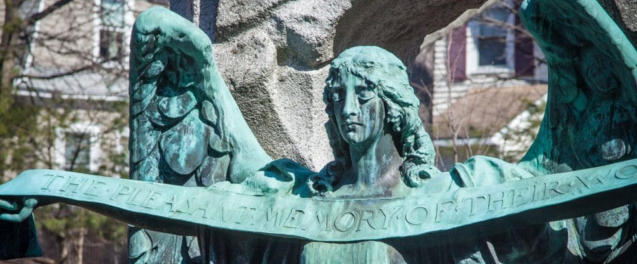 Top half of the Nevins Memorial Library Angel Statue