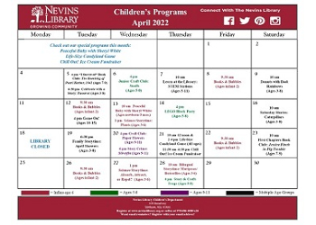 Screencap of the Children's Programs calendar