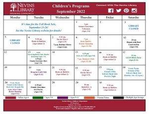 Screencap of the Children's Programs calendar