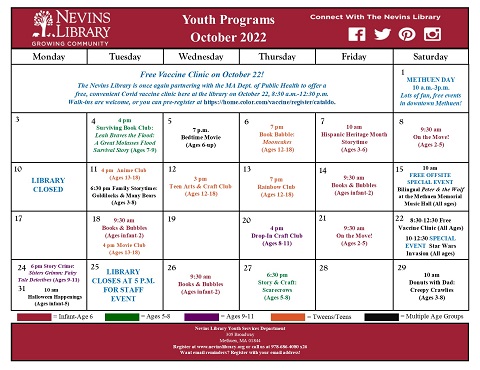 Screencap of the Youth Programs calendar
