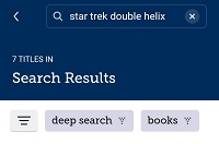 Libby app search results screen with deep search button