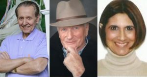 Collage of pictures of a light skinned man in a blue shirt with crossed arms, a light skinned man with a fedora on, and a light skinned woman in a turtleneck