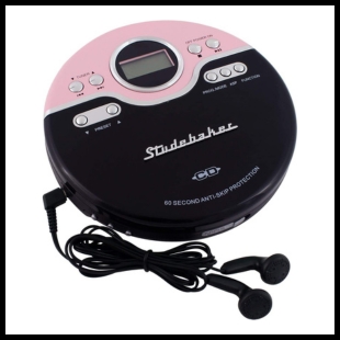 Pink and black Studebaker round portable CD Player