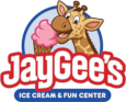 JayGee's Giraffe and Pink Ice cream cone logo