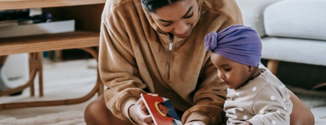 Mother and daughter reading