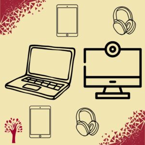 Various vector graphics of electronics and headphones