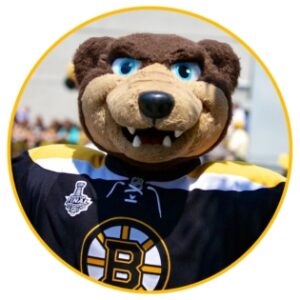 Boston Bruins Blades mascot looking at the camera