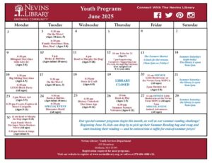 Screencap of June 2025 Youth Programs Calendar