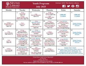 Screencap of July 2025 Youth Programs Calendar