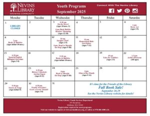 Screencap of September 2025 Youth Programs Calendar