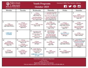 Screencap of October 2025 Youth Programs Calendar