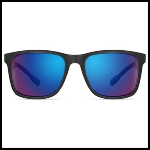 Blue and purple with black outline color blind glasses