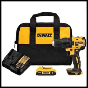 Yellow and black Cordless Drill and yellow and black DeWalt Bag