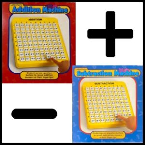 Addition and Subtraction Machine next to a plus and a minus