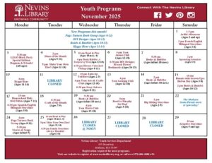 Screencap of November 2025 Youth Programs Calendar