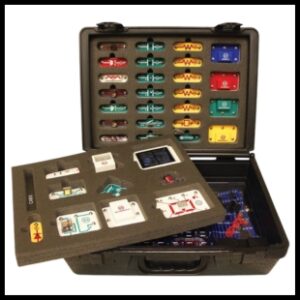 Camo green box with circuits in it