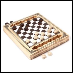 wooden checkers set and checkers