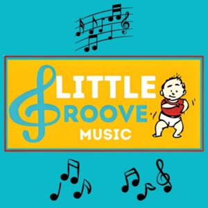 Dancing baby next to the words Little Groove Music and musical notes above and below
