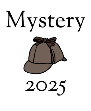 A brown deerstalker hat between the words Mystery and 2025