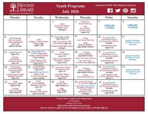 Screencap of July 2026 Youth Programs Calendar