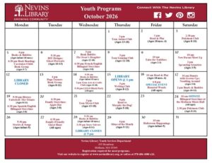 Screencap of October 2026 Youth Programs Calendar